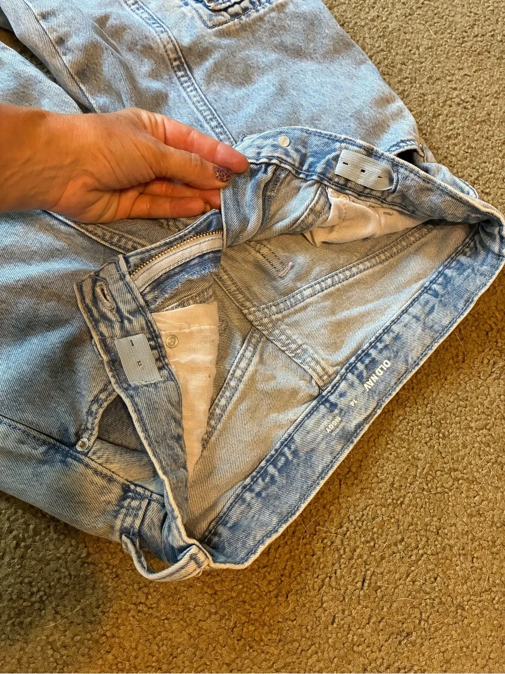 Old Navy Girls Wide Leg Light Blue Denim Jeans Size 14 Pants With Cargo Pockets